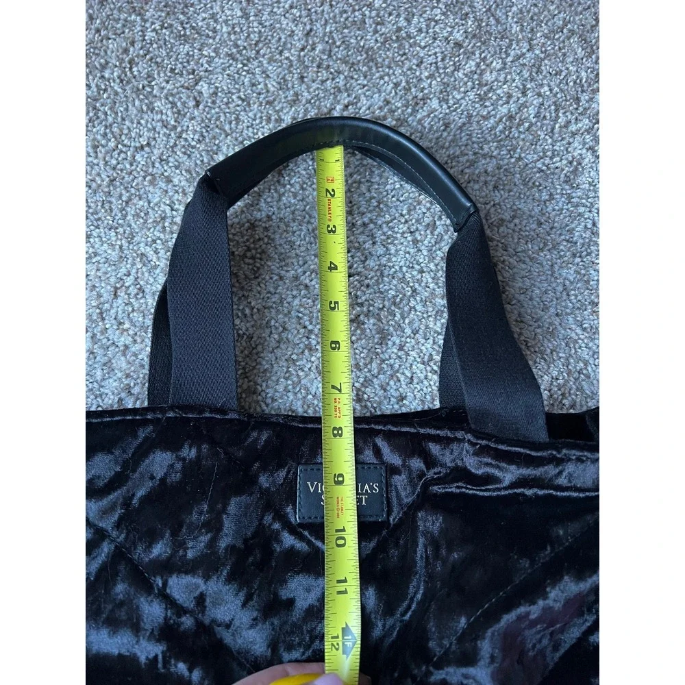 Victoria's Secret Tote Bag Black Velvet Quilted Carry-all large bag‎